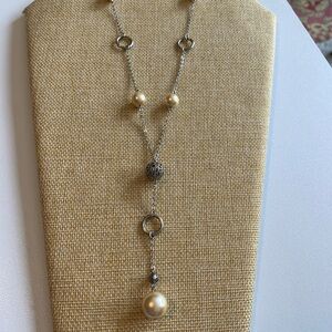 Rachel brand lauriet style necklace with high quality faux pearls.